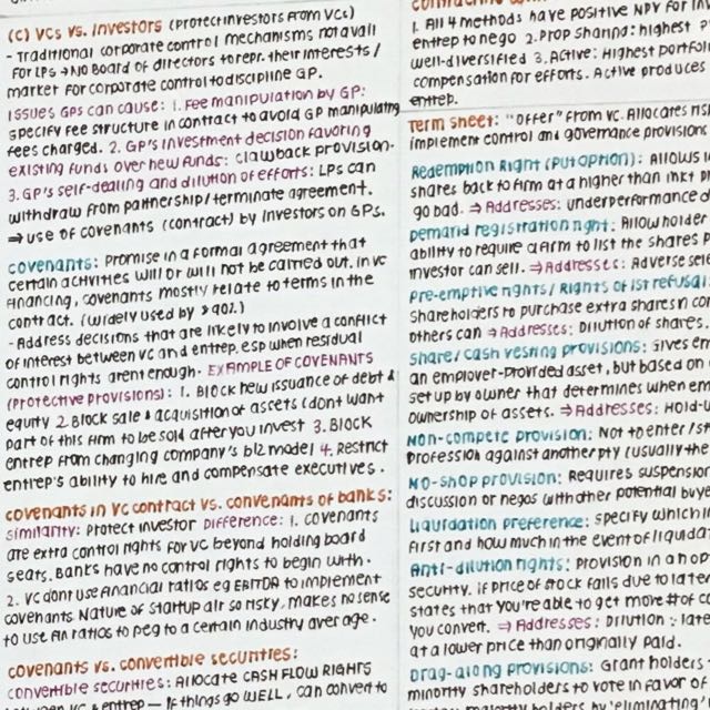 Cheat Sheet Notes Entrepreneurial Finance Books Stationery