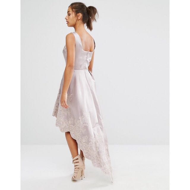 Chi chi london petite lace shop detail skater dress in white