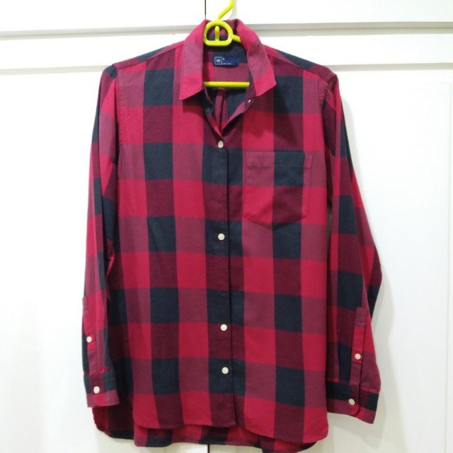 Gap Red Black Checkered Polo, Women's Fashion, Bottoms, Other Bottoms ...