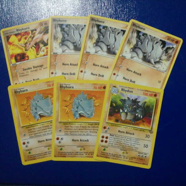 Pokemon Tcg English Vintage Rhyhorn Rhydon Set Toys Games Board Games Cards On Carousell