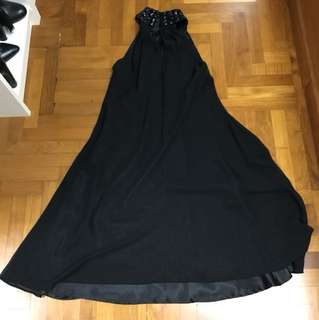 Black chiffon dress with beading