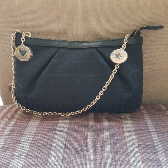 FENDI Zucchino Spalmati Vitello Mini Forever Chain Strap Pochette