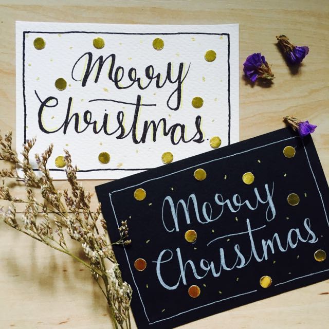 Handmade Cards Christmas Typography Names Quotes Customized Black White Design Craft Handmade Craft On Carousell