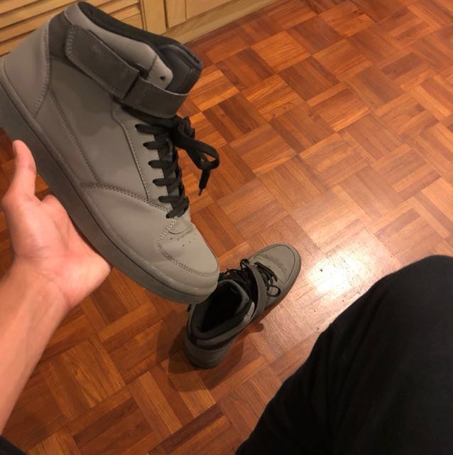 H M Hi Top Trainers Charcoal Grey Men S Fashion Footwear On Carousell