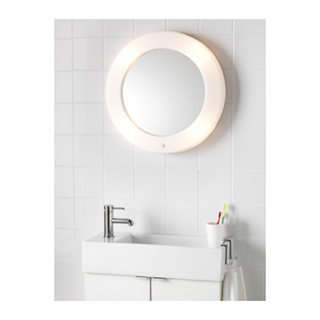 Ikea round mirror with lights, Furniture & Home Living, Home Decor