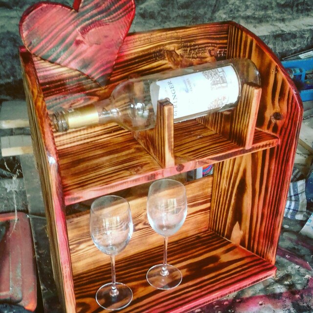 Wooden rack mini bar, Perabotan Rumah di Carousell