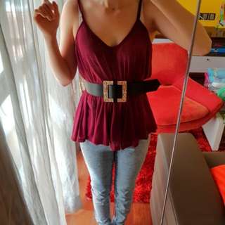Maroon Sheer Spaghetti Top #julypayday