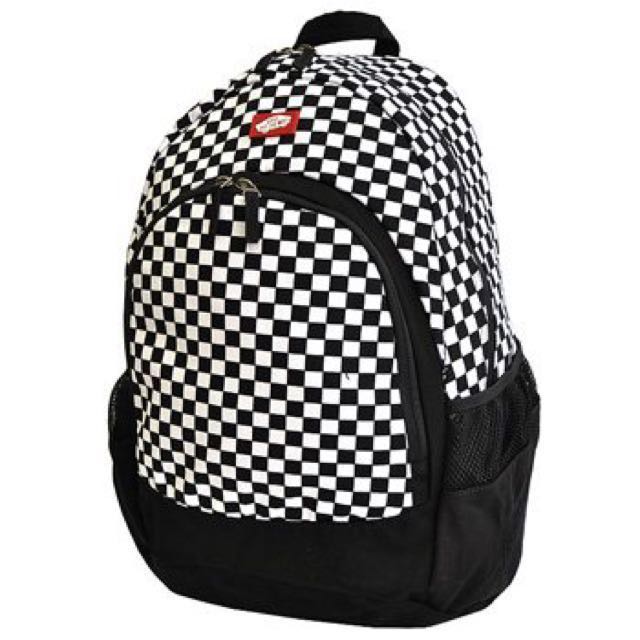 vans checkerboard van doren backpack whiteblack