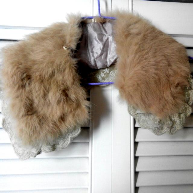 日本蕾丝兔毛领