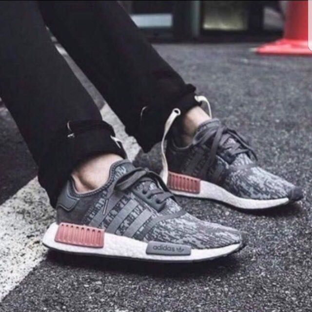 Nmd r1 heather grey raw pink on sale