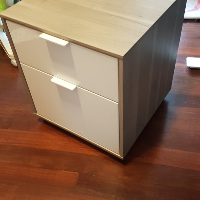 Bedside table natural wood color, Furniture & Home Living, Furniture