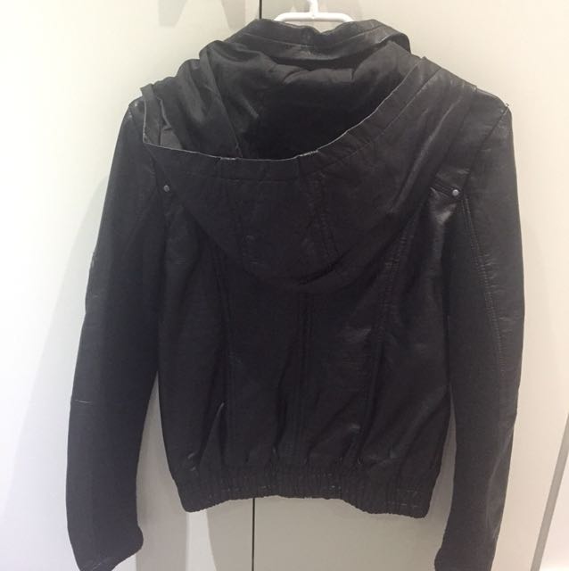 Miss Faux Leather Jacket With Hood Women S Fashion Clothes On Miss Faux Leather Jacket With Hood Women S Fashion Clothes On Carou