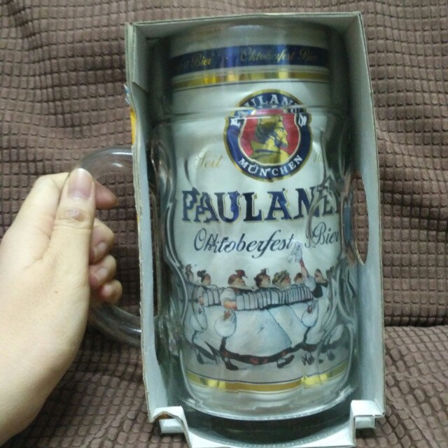 Paulaner Oktoberfest Glass beer mug 1.0L, Furniture & Home Living, Home