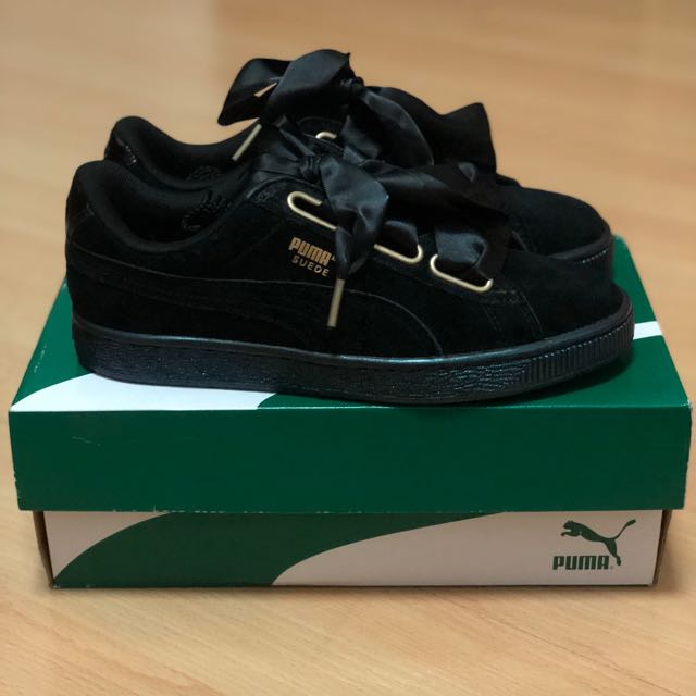 puma suede heart satin black