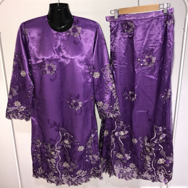 baju kurung lace purple