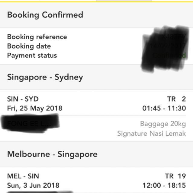 Scoot ticket to Sydney return from Melbourne, Tickets & Vouchers, Local
