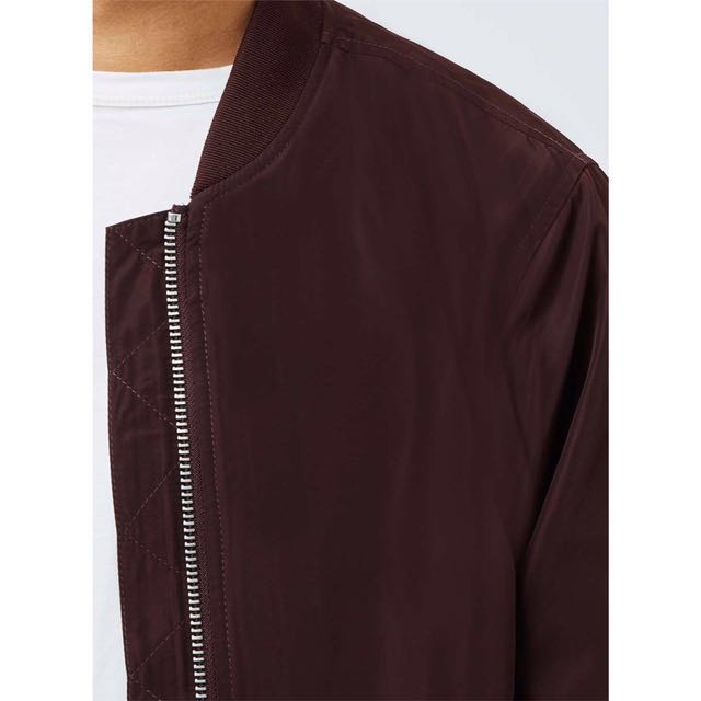 Topman burgundy bomber jacket outlet