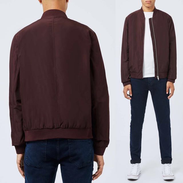 Topman burgundy bomber jacket 2025
