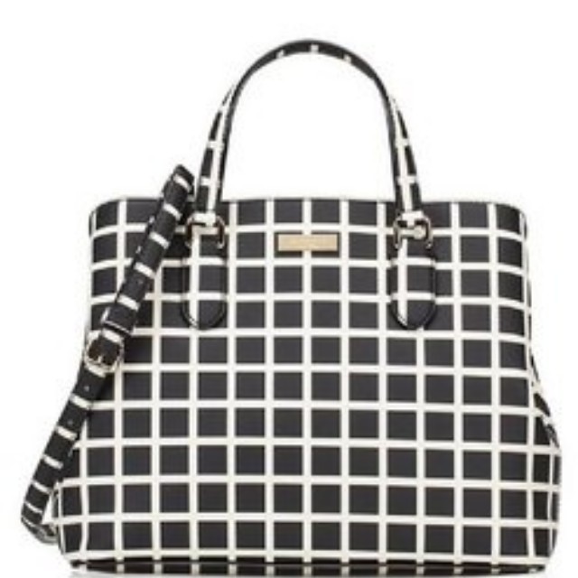 Black and white plaid kate spade purse sale