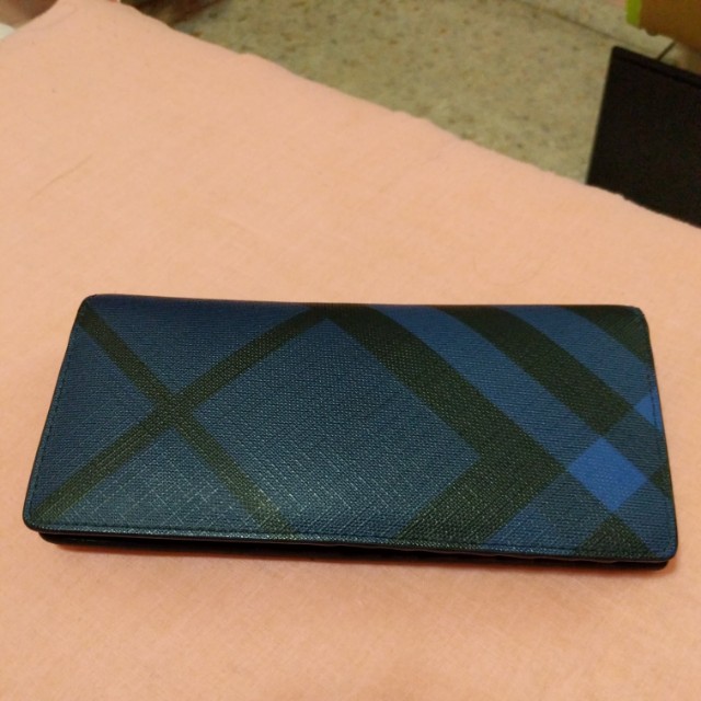 London check and leather continental shop wallet