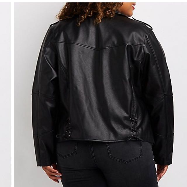 Charlotte Russe Plus Size Faux Leather Jacket Women s Fashion Coats Jackets and Outerwear on Carousell