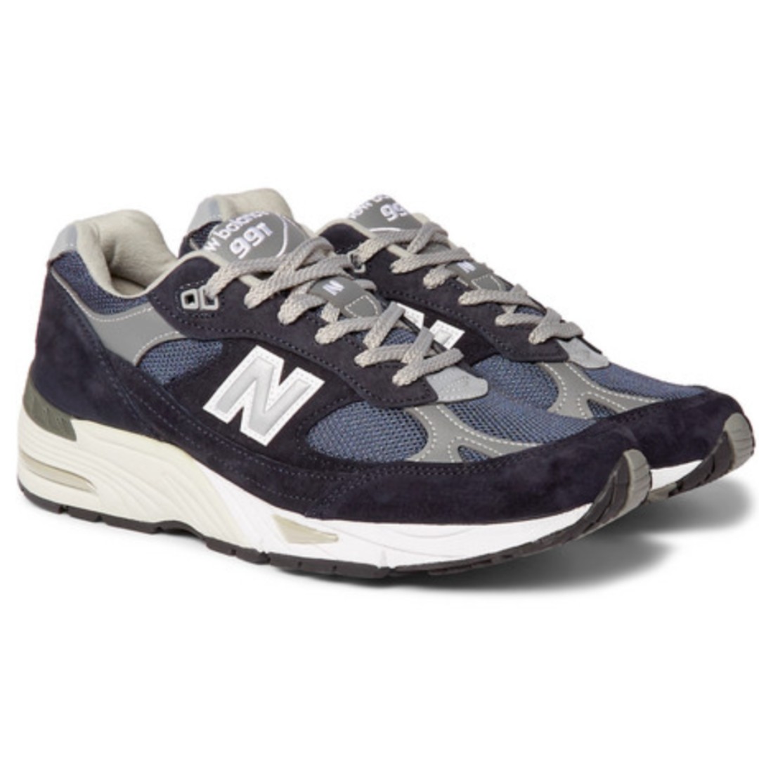 NEW BALANCE 991 Suede And Mesh Sneakers, Men's Fashion, Footwear 