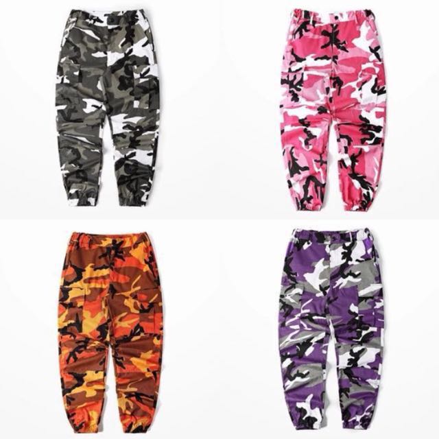 orange army pants women's