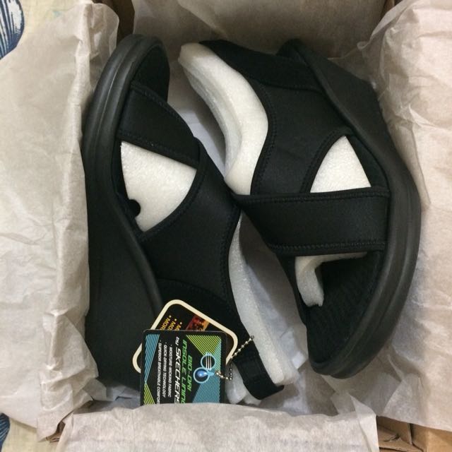 Black Skechers Cali Memory Foam Sandals 