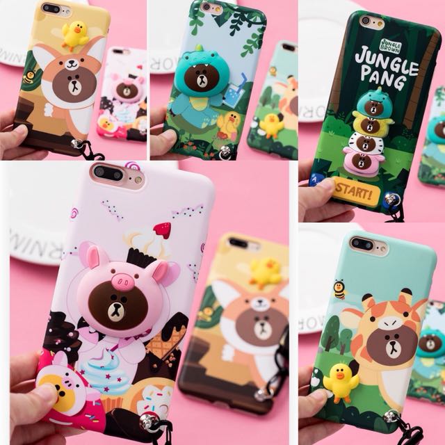 Po 187 Line Brown Bear Cupcake Fox Pig Giraffe Frog Iphone Phone Case Bulletin Board Preorders On Carousell