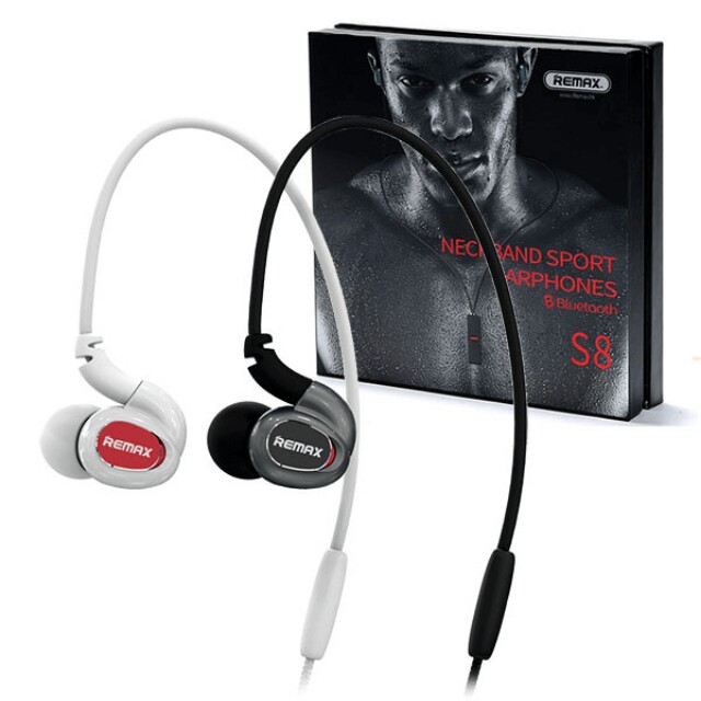 Remax S8 Neckband Sport Earphone Bluetooth Black Audio Earphones on Carousell