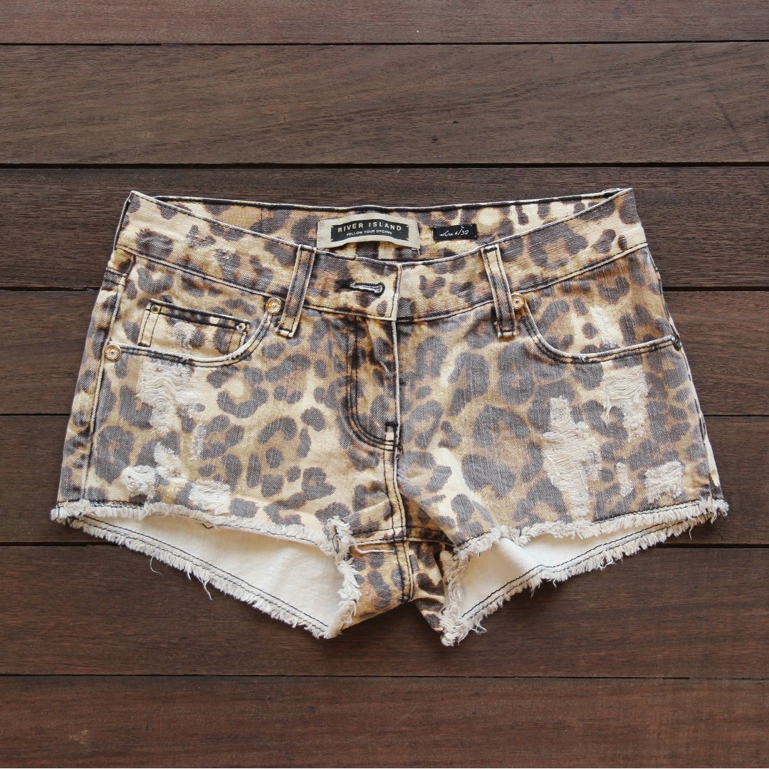 cheetah print jean shorts