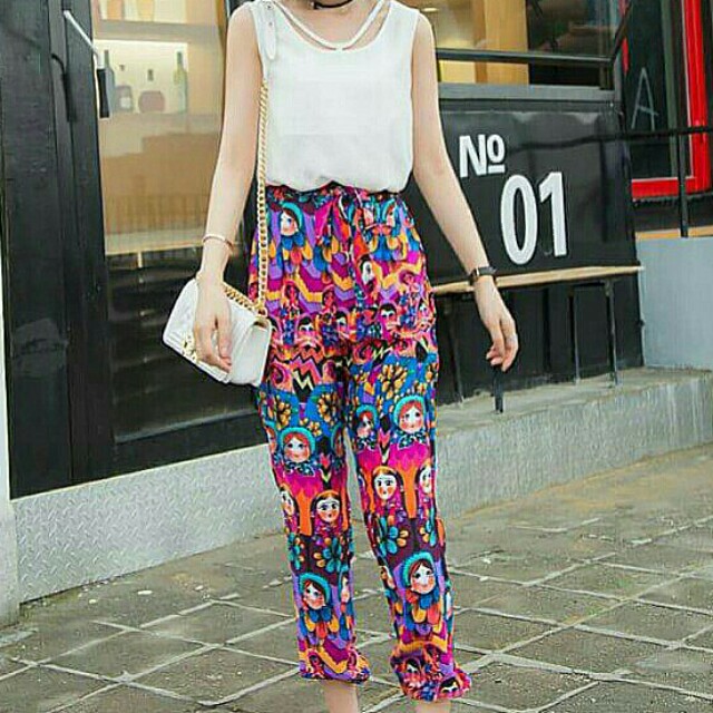 Silky Matryoshka Russian Doll Free Size Pants Women S Fashion
