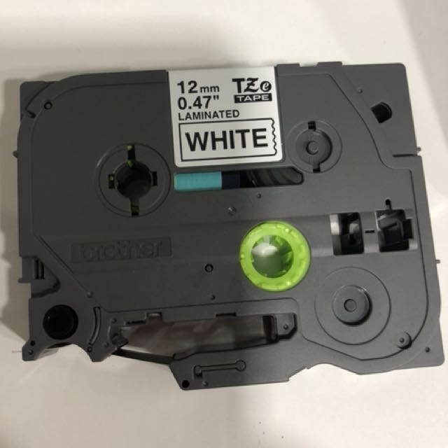 BROTHER Tape Cassette. Laminated. 12mm. Black on white tape, Hobbies