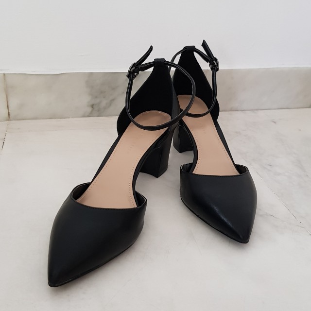 Charles & Keith Ankle Strap Pointed Toe Heels, Women's Fashion 