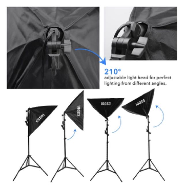 ESDDI 20"X28" Soft Box Photography Lighting Kit 800W Continuous