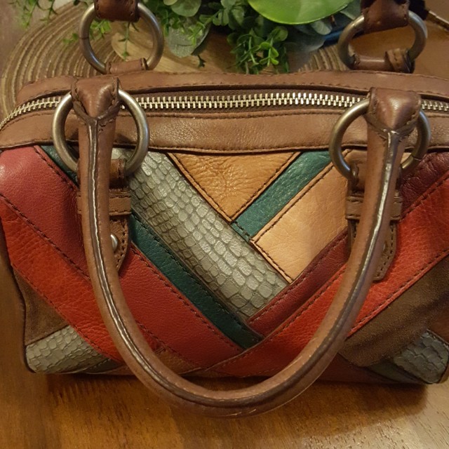 Handbag (Riley) Cross body bag - Patchwork leather in browns & tans – Wild  Harry