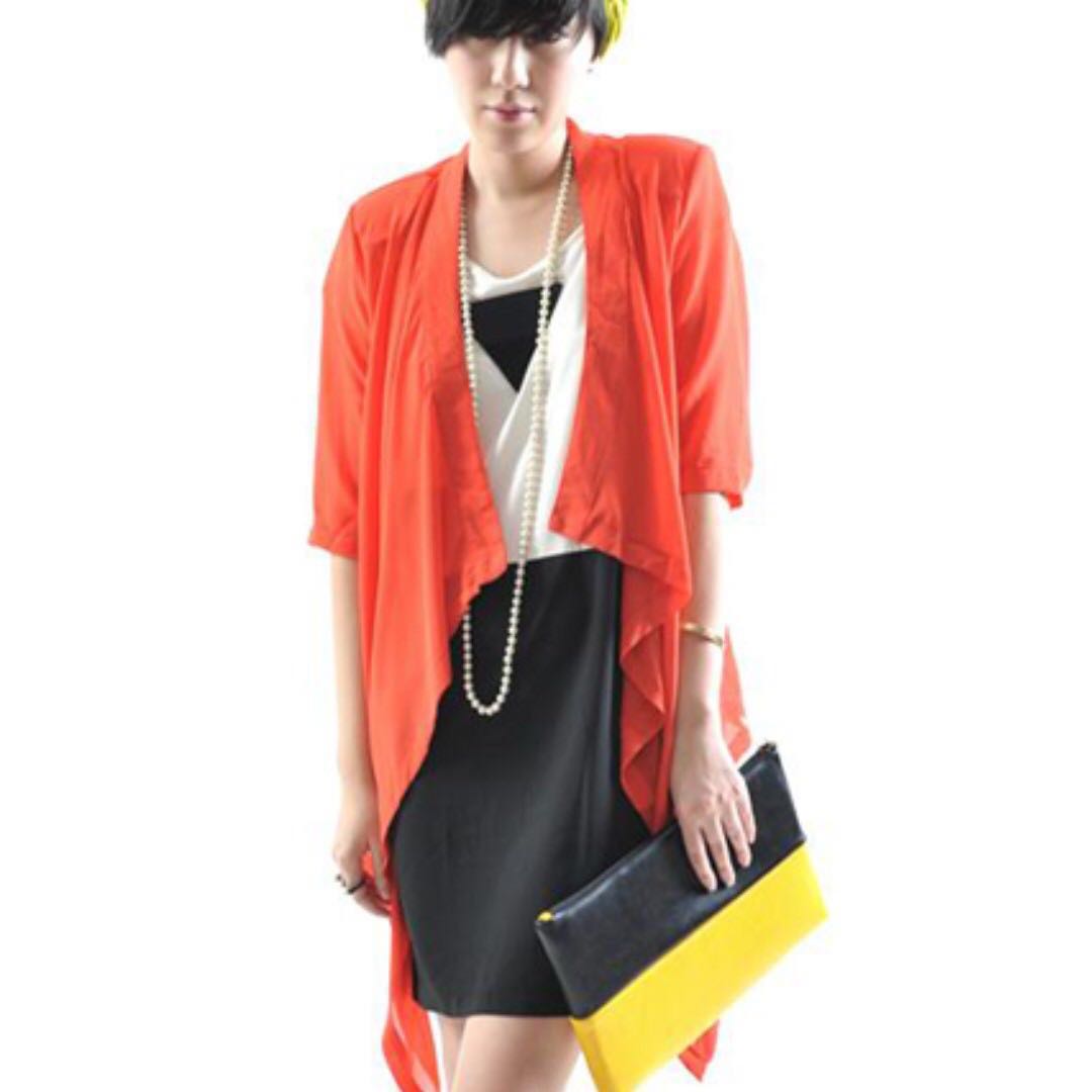Red chiffon cardigan top