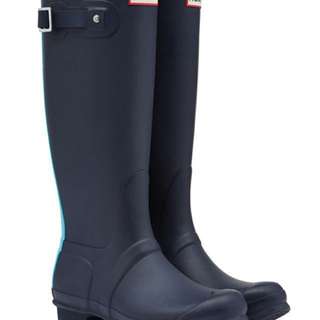 Hunter Navy Tall Boots with blue stripe size 7