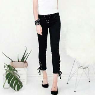 Mango Lace-Up Skinny Jeans
