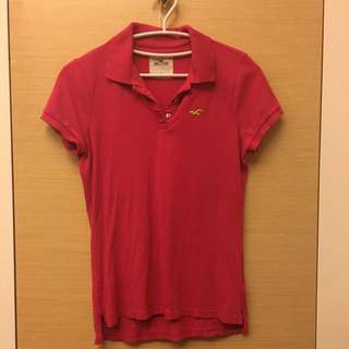 Hollister 桃紅色POLO 衫 保證正品