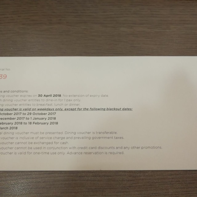 4 Triple Three Voucher Mandarin Hotel, Tickets & Vouchers, Vouchers