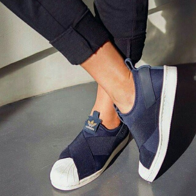 adidas superstar slip on navy