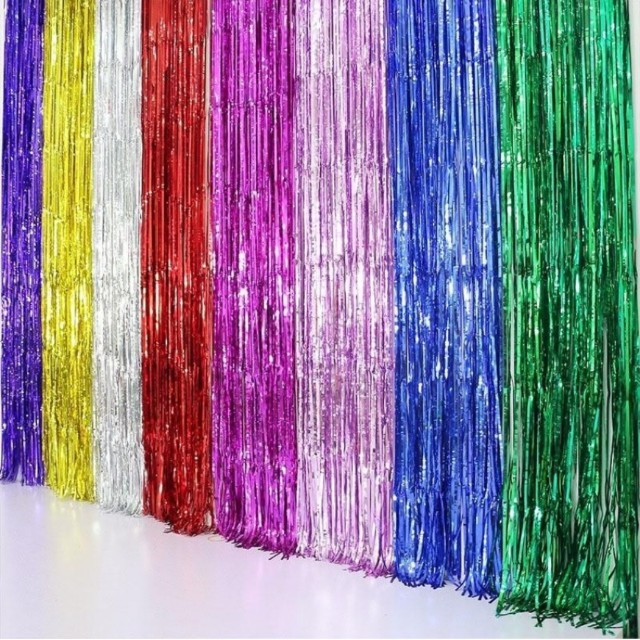 Preorder Metallic Fringe Curtain Party Foil Tinsel Home Room Stage Wall Decor Door 1 1m