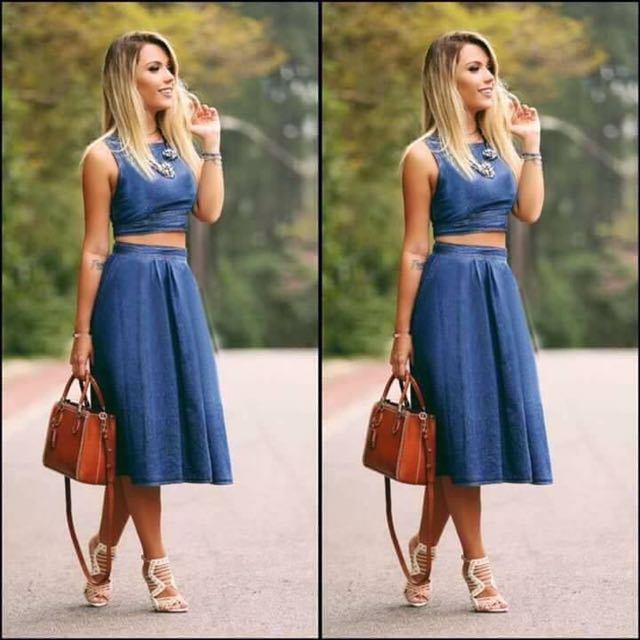 PRE ORDER Croptop Blouse Skirt US Inspired Terno Women s Fashion Tops Blouses on Carousell