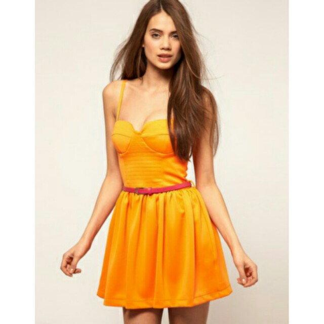 orange scuba dress
