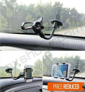 Strong Suction Cup Car Phone Holder For Vehicle Windscreen. Clamp Clip With Silicon Rubber Cushion To Secure The Phone / GPS In Place.