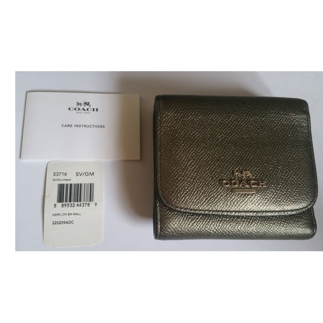 COACH 53716 Authentic used Small Wallet Leather Gunmetal, Women&#39;s Fashion, Bags & Wallets on ...