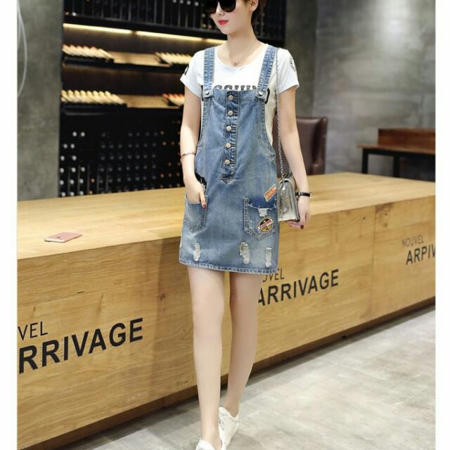 Jeans jumpsuit skirt, Women's Fashion, Dresses & Sets, Jumpsuits on  Carousell