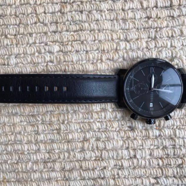 Fossil Rhett Chronograph Leather Watch Black BQ1703 Black Men s
