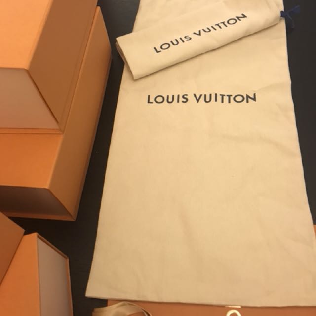 Louis Vuitton Brown Empty Box 5.4”X5.4”X3” Dust Bag /Paper Bag & Receipt  Holder.